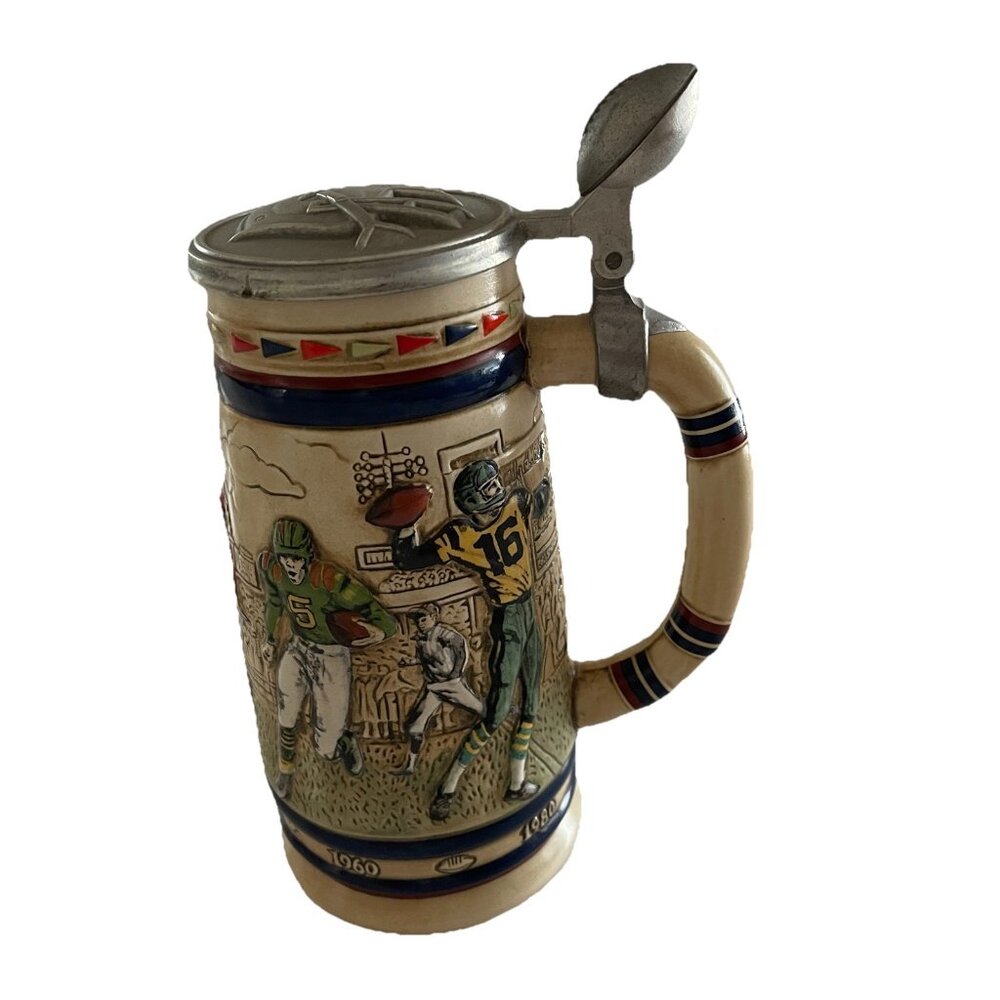 Vintage 1983 Avon Great American Football Ceramic Lidded Beer Stein Ceramarte